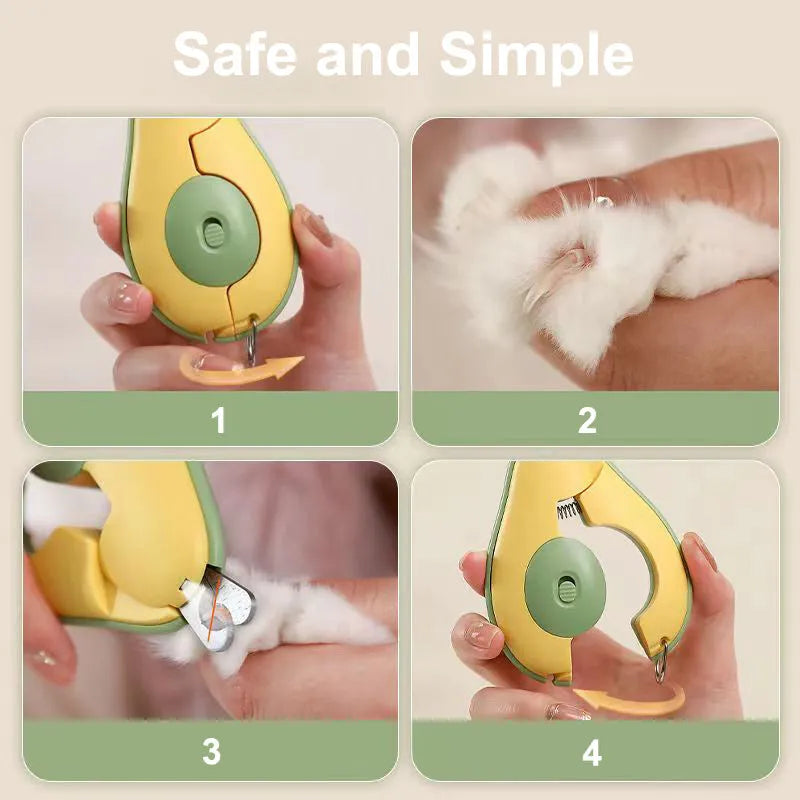 Professional pet nail clippers with LED light for small dogs and cats in green colour