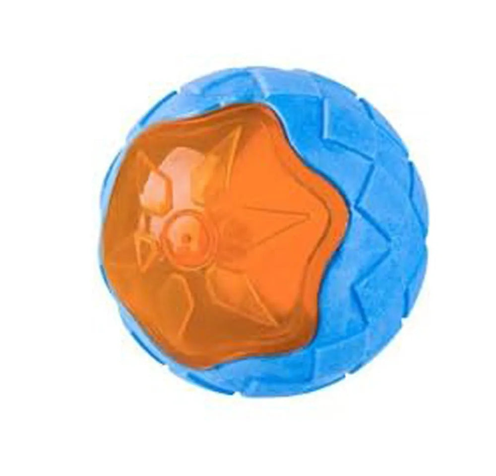 Set of three TPR dog toys: a spiky ball, a barbell, and a tyre, all floating in water.