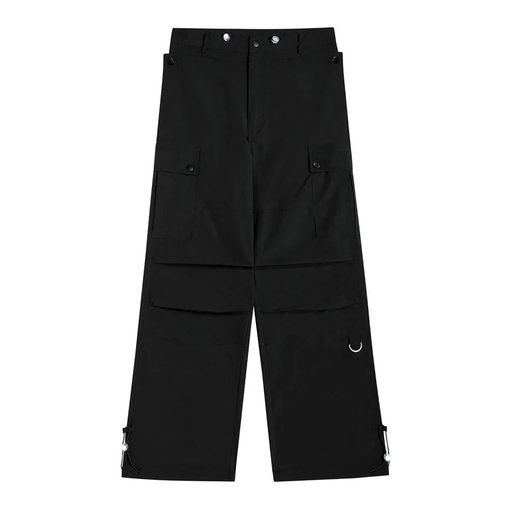 Loose men's cotton trousers in solid colour for street workwear, sizes S to XL, in black and brown