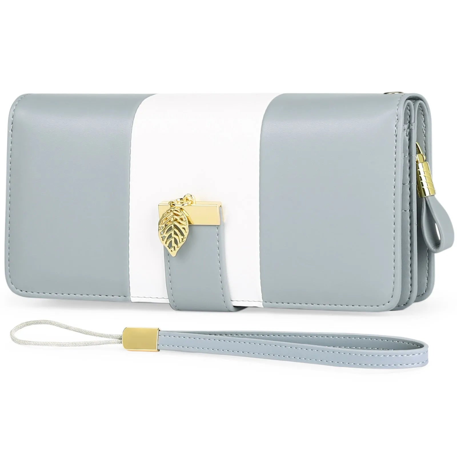 Midnight black anti-theft clutch bag with combination lock, shown open to reveal RFID-blocking card slots and microfiber lining.