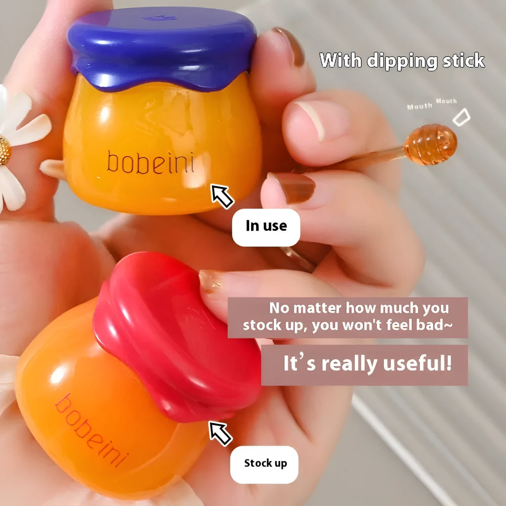 9g pot of honey pot care lip balm with small brush, pomegranate or blueberry flavour