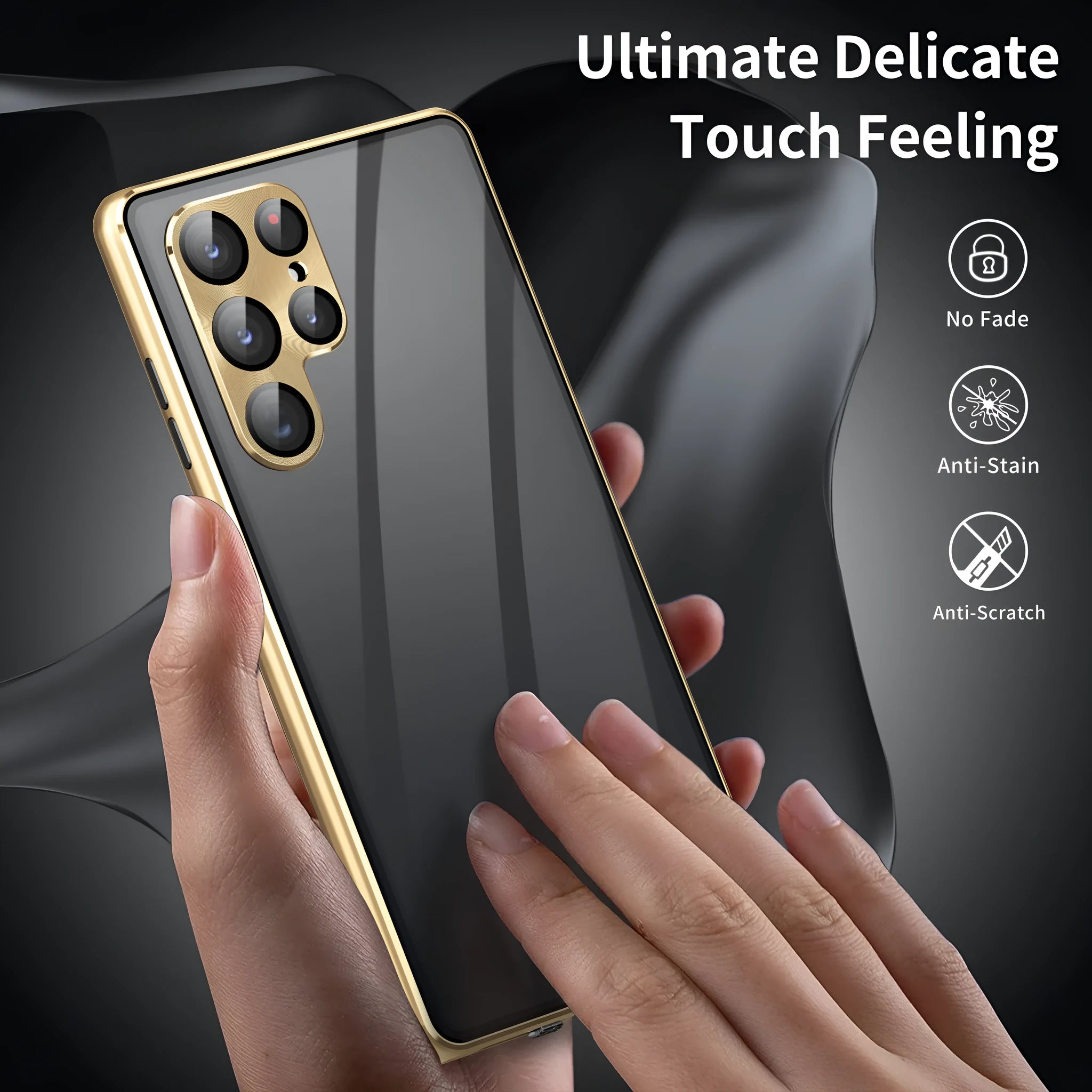 Samsung S23 Ultra metal phone case anti-peep shockproof magnetic suction electroplated finish