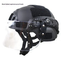 Transparent polycarbonate anti-riot tactical helmet with attached face mask in Army Green colour