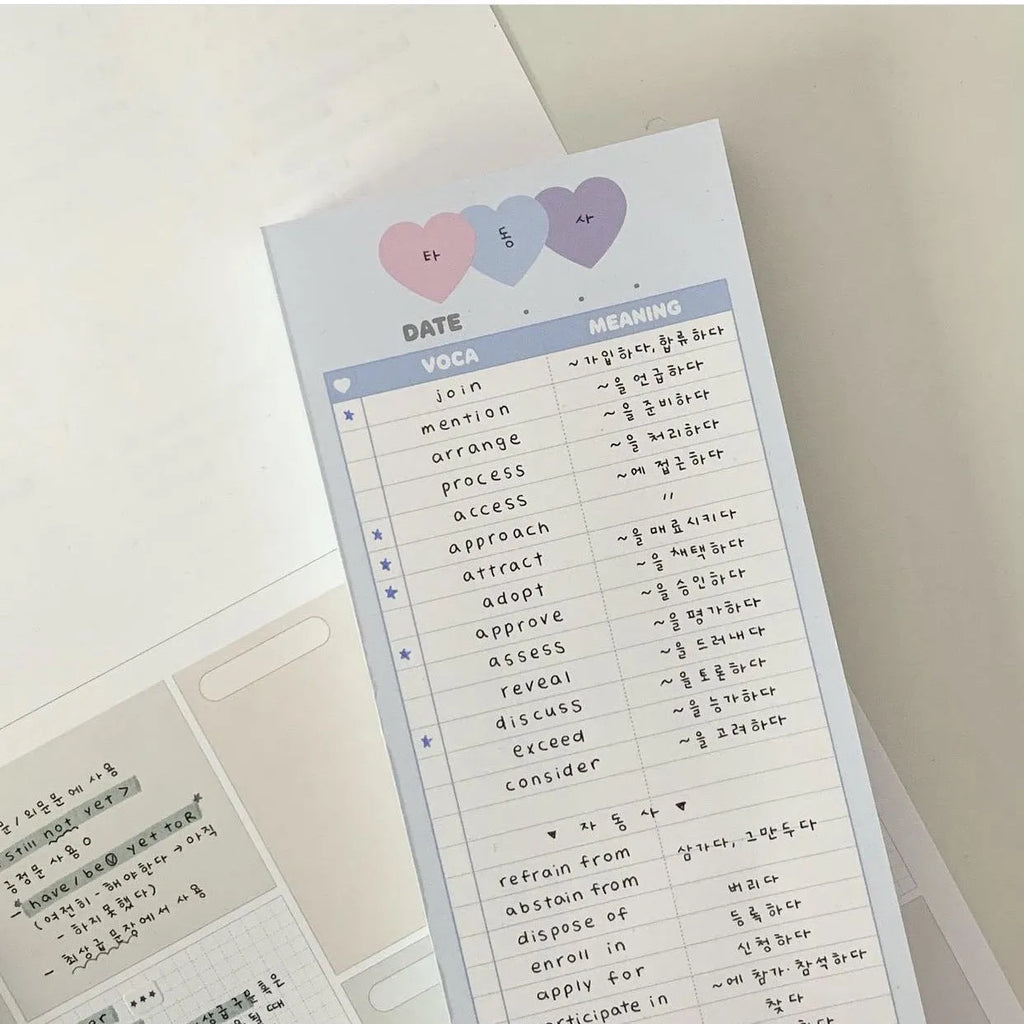 Vertical B5 half learning notepad in blue cover showing double-sided printable paper.