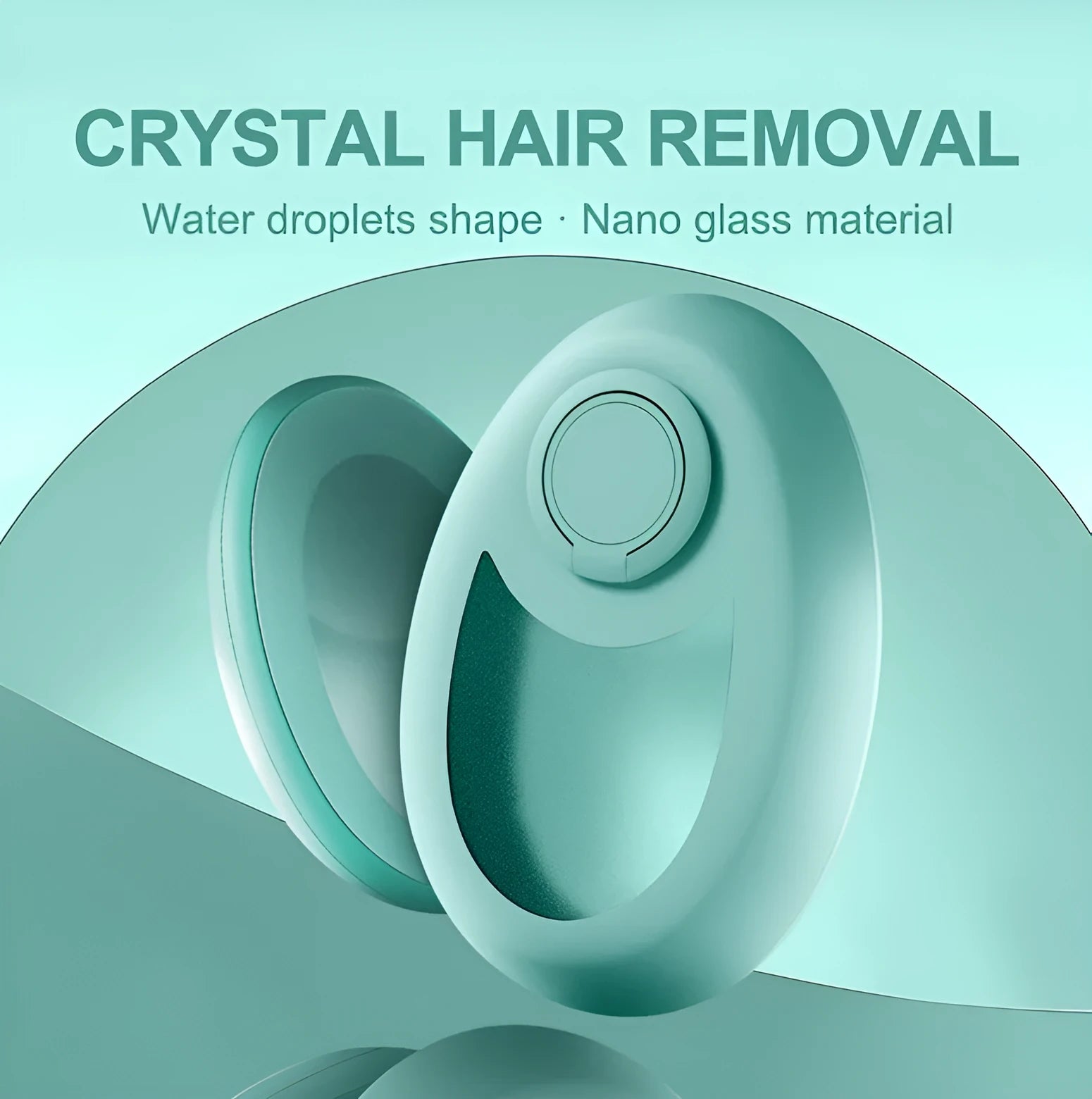 CJEER crystal hair removal eraser tool showing nano-glass surface and metal finger ring on back.