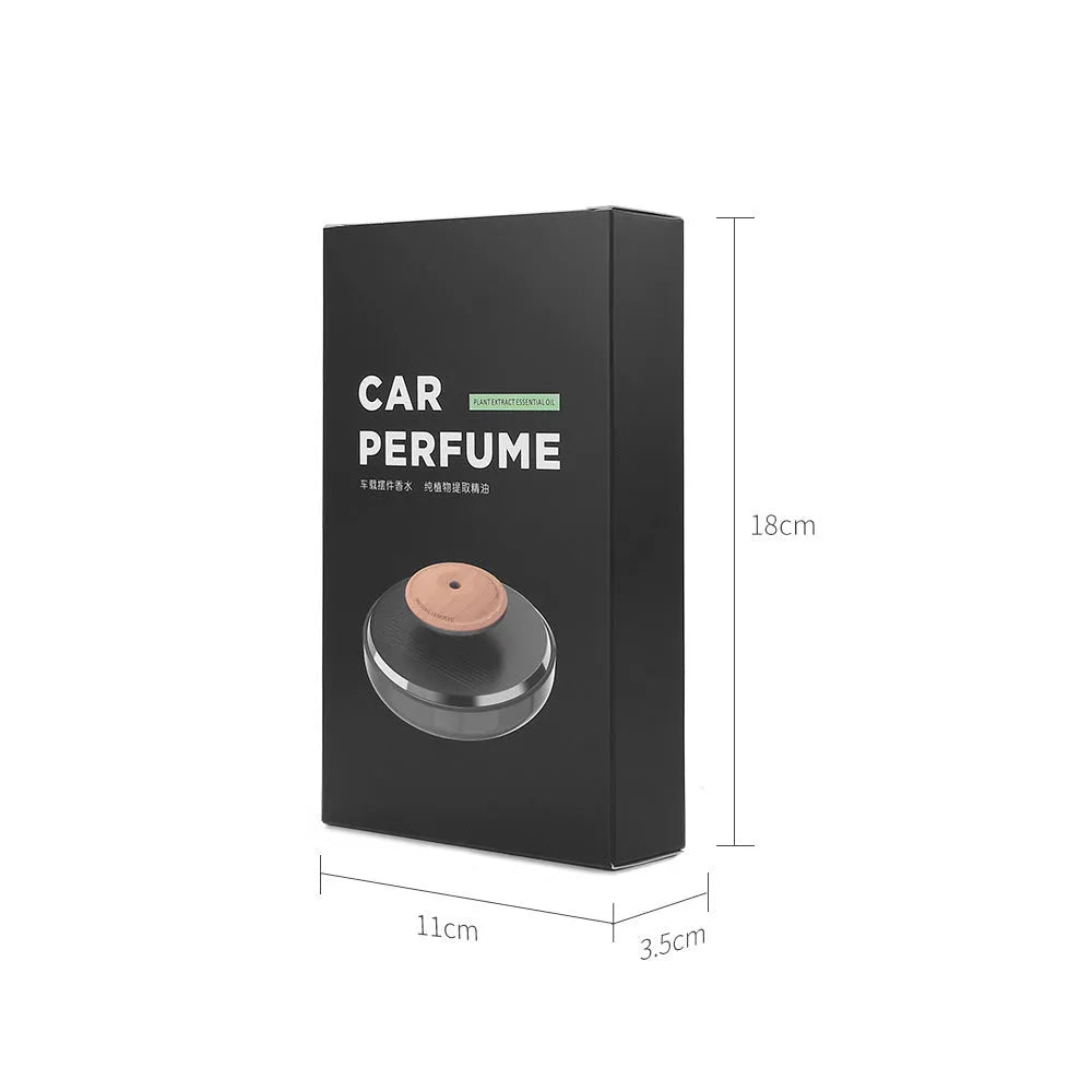Maglev solar car aromatherapy holder on dashboard with beech wood platform and fragrance oil options