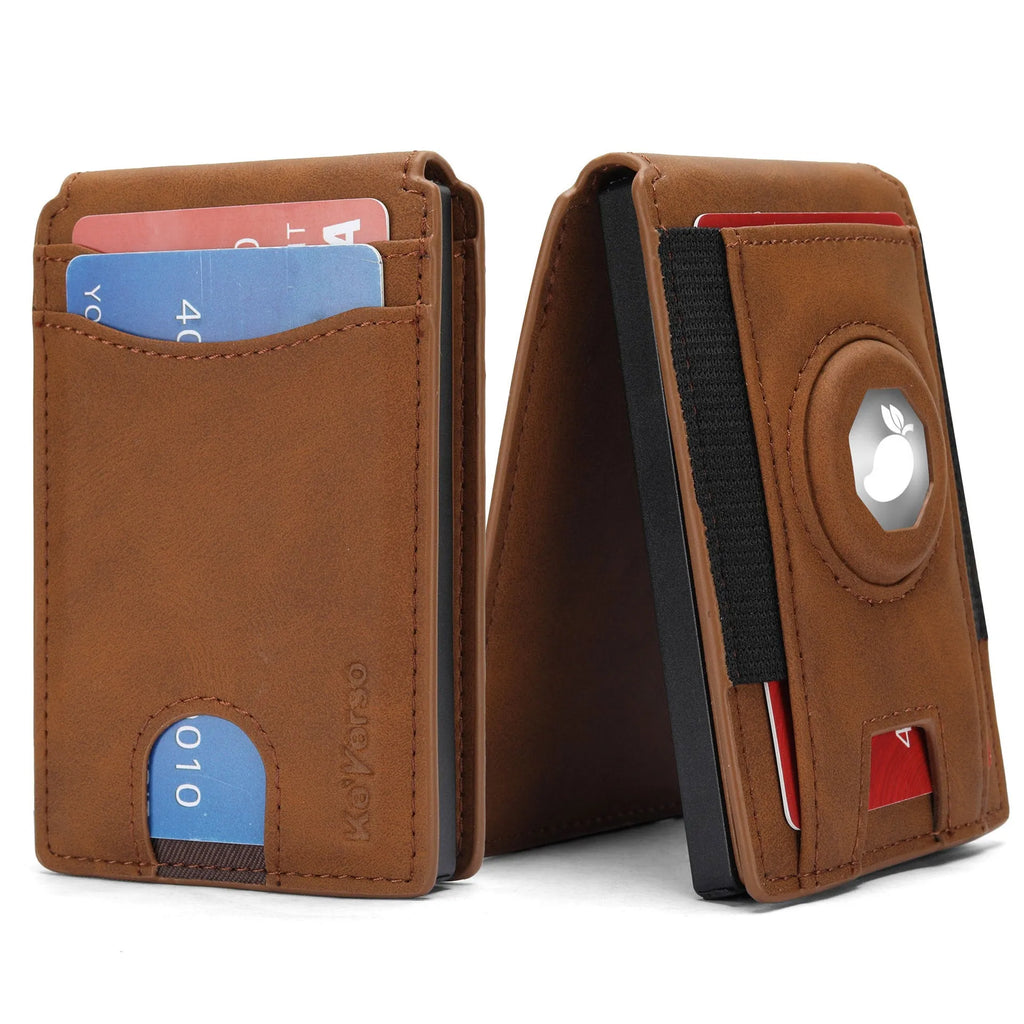 Men's microfiber card holder wallet in black, dark brown, or light brown colour options.