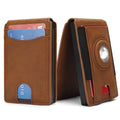 Men's microfiber card holder wallet in black, dark brown, or light brown colour options.