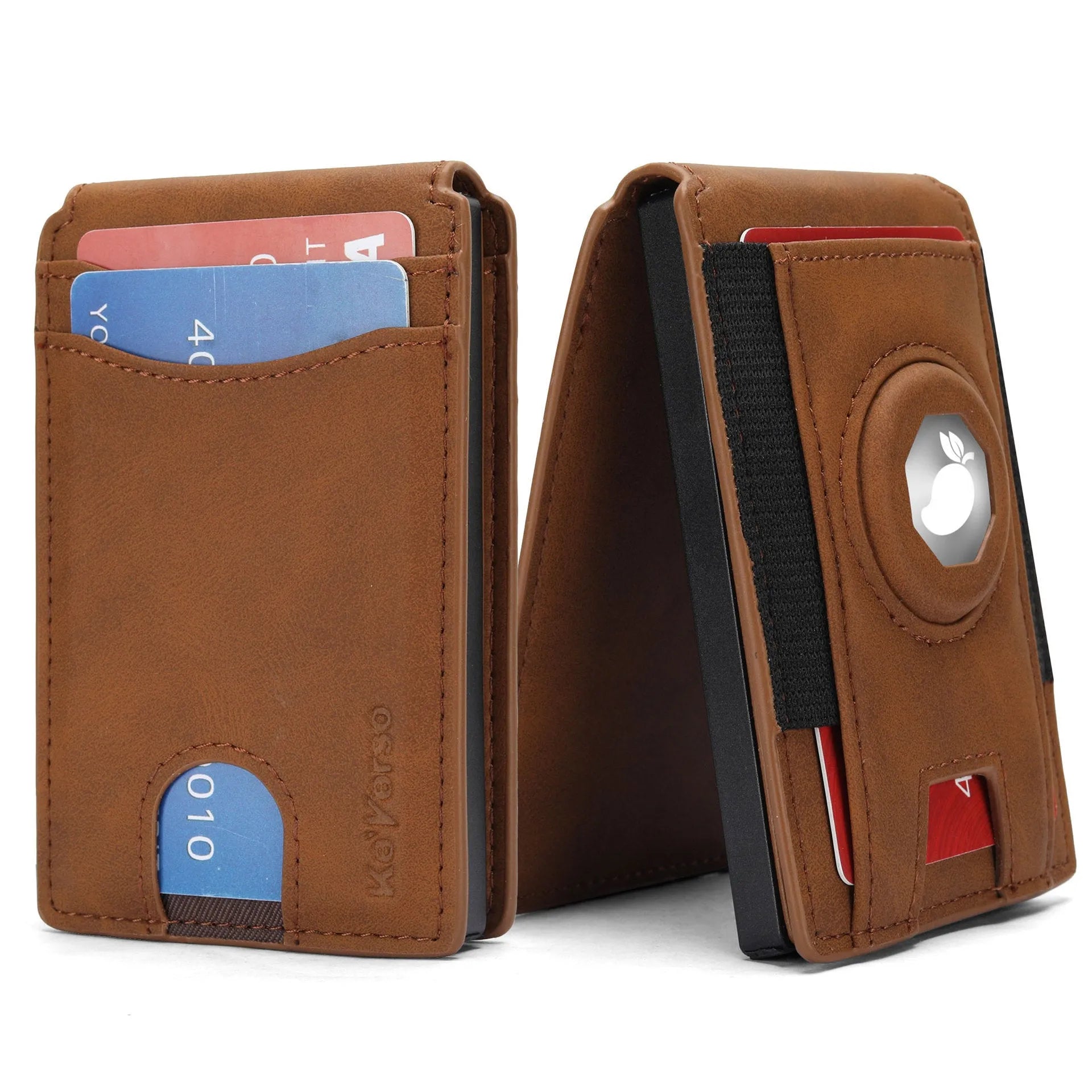 Men's microfiber card holder wallet in black, dark brown, or light brown colour options.