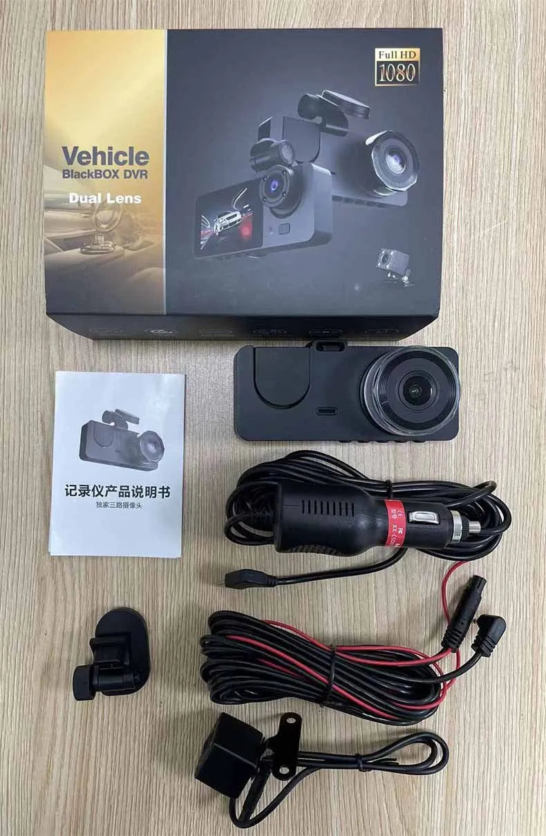 Black car dashcam with touch control for 1080P HD recording and 170-degree wide angle