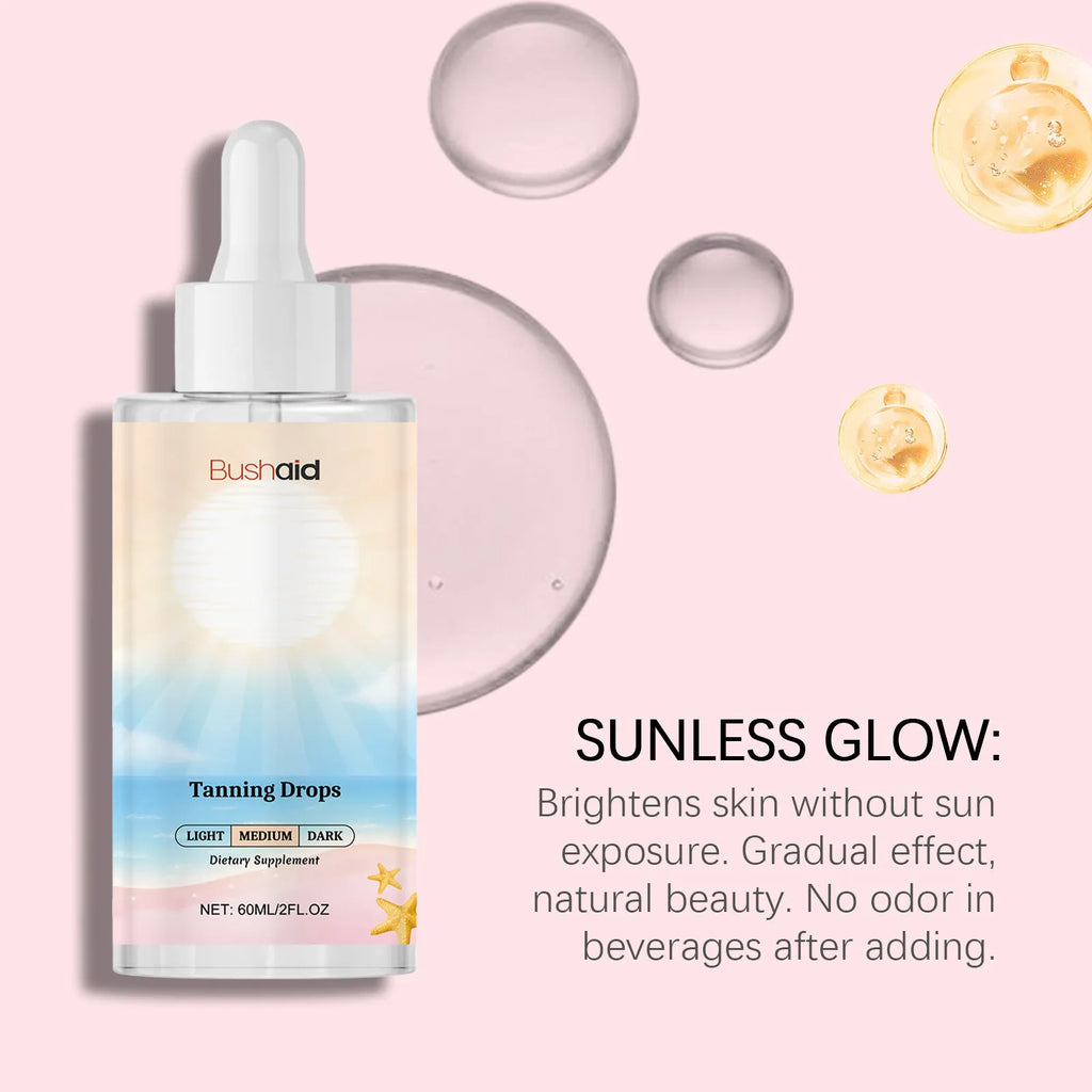 60ml bottle of no sunlight tanning drops for body care with pump dispenser