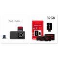 4-inch touch screen dashboard camera with dual lens system mounted on car windscreen