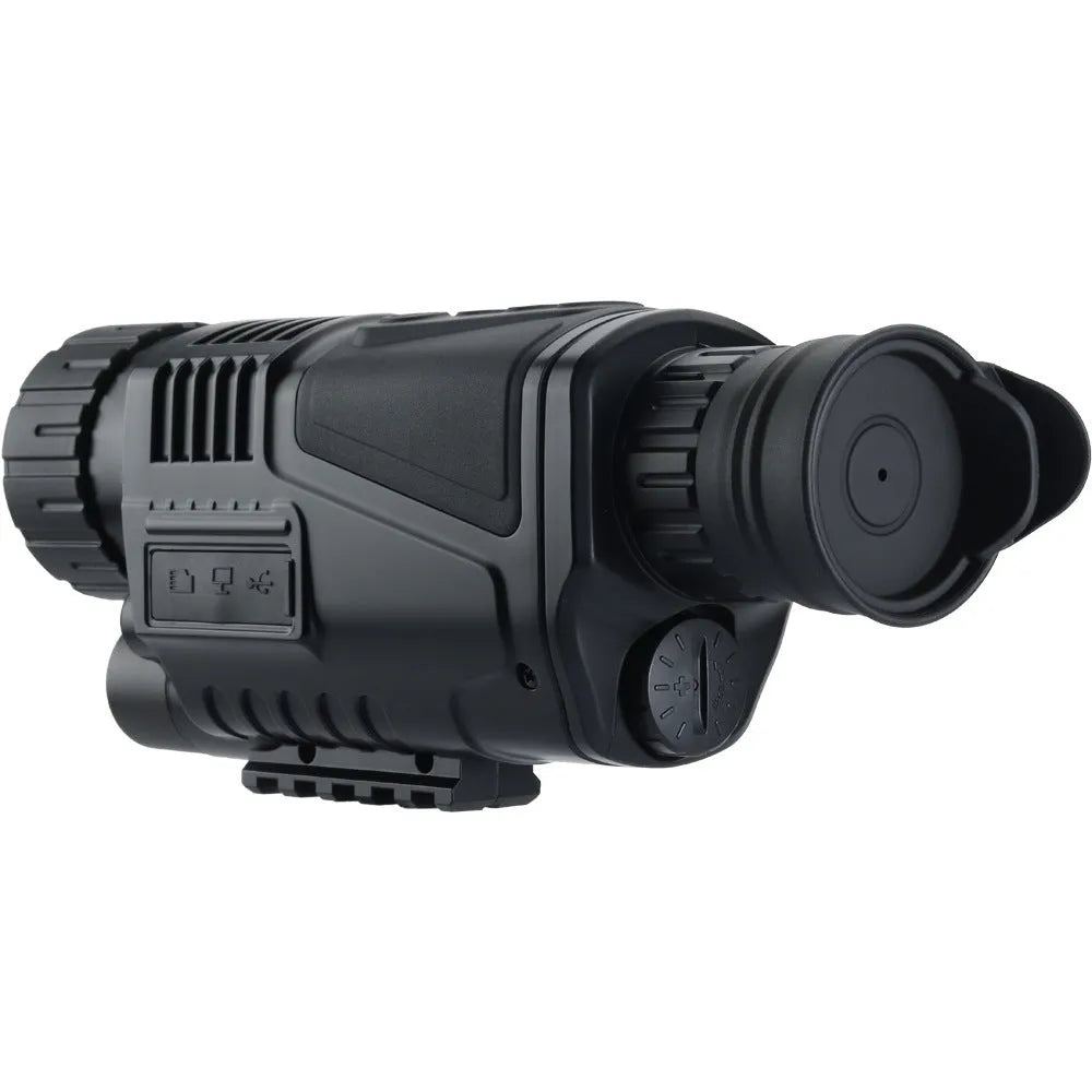 NV300 colour digital night vision telescope with storage bag and cables on a table.