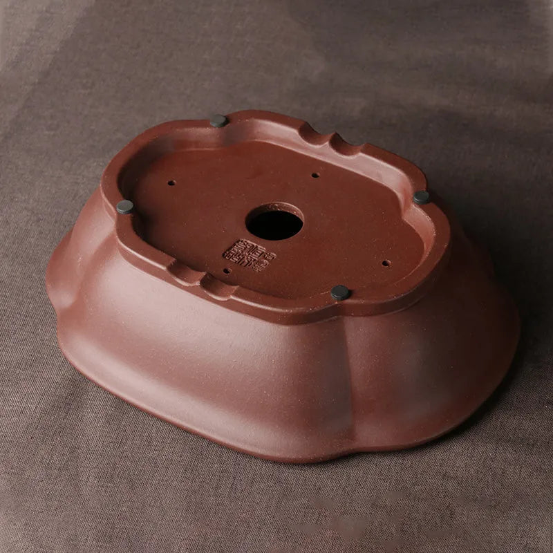 Handmade purple clay bonsai basin 25cm Chinese style ceramic flower pot for succulents
