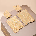 Gold geometric vertical stripe drop earrings for women made from zinc alloy