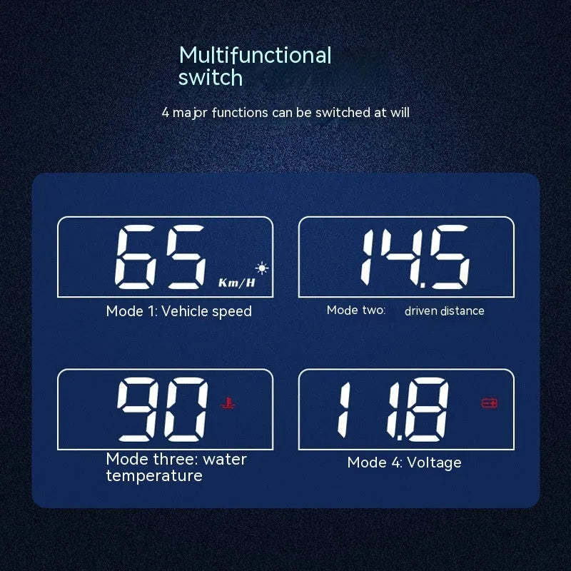 Black car head up display HUD unit with OBD cable and 2-inch screen