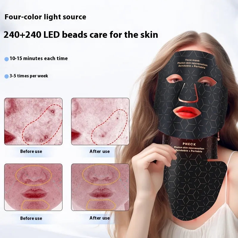 Infrared colour light skin rejuvenation face mask set for home use in black and white colour options