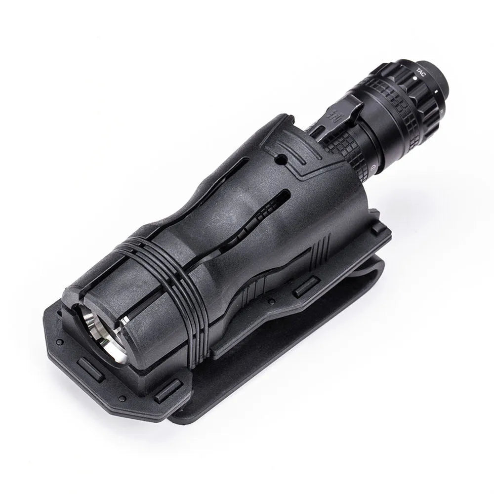Nylon Glass Fiber 360-degree Rotating V6 Tactical Torch Quick Pull Sleeve Holster Black for Flashlights 27-30mm Head Diameter Waist Belt Up to 50mm Quick Draw Sleeve for TA30 TA15 TA01 TA10 E6 E51 P60 PA5 P5G T5 T7 TA40
