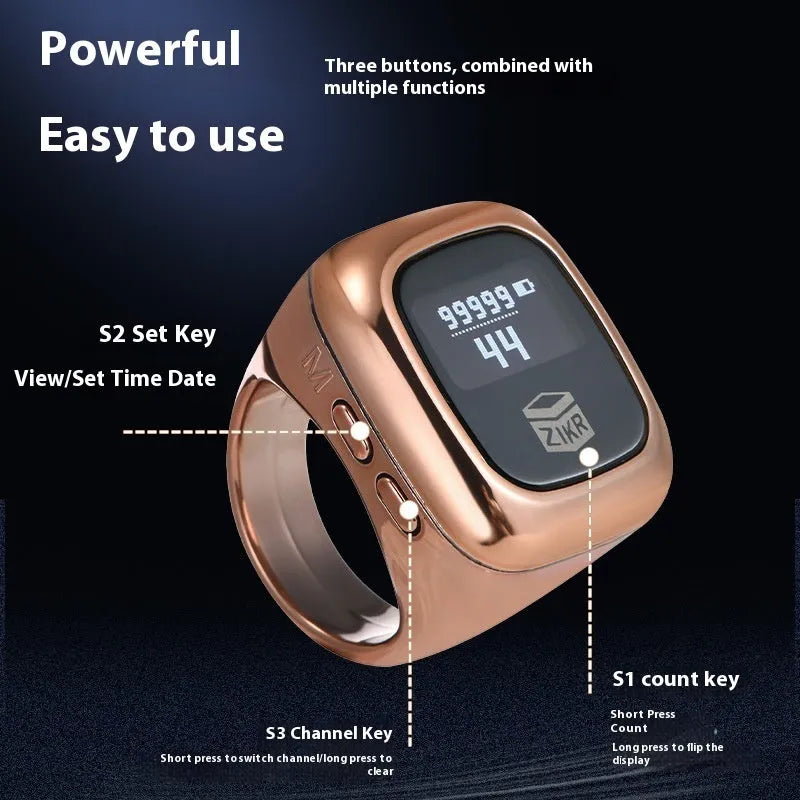 Electronic counter with display screen showing digital numbers, available in black, space gray, rose gold, silver, wine red, and green colours