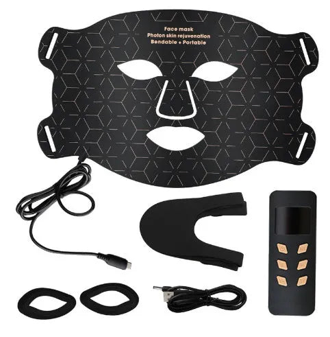 Infrared colour light skin rejuvenation face mask set for home use in black and white colour options