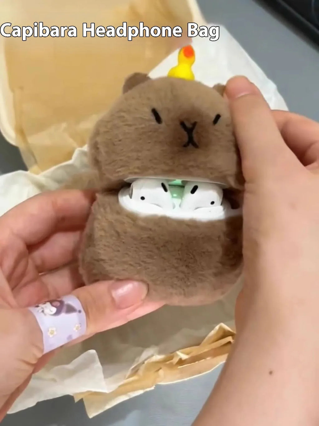 Capabala cute capybara earphone case for AirPods with hanging accessories and pop ring