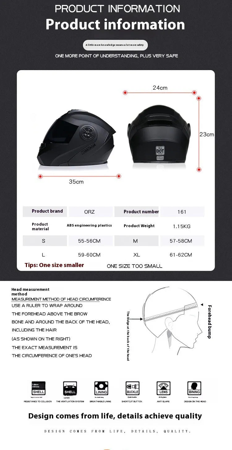 Battery grey full face motorcycle helmet with ABS construction shown in S/M/L/XL size options