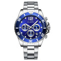 Stainless steel quartz watch with pointer display and calendar window