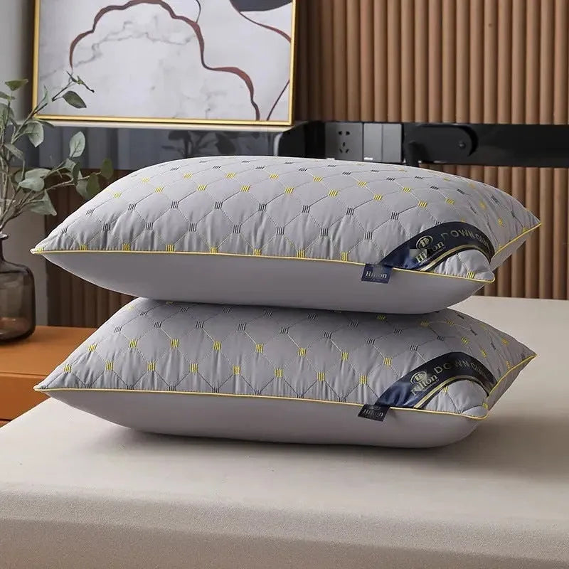 Polyester chemical fibre pillow in blue, available in 48x74cm and 42x70cm sizes with varying fill weights.