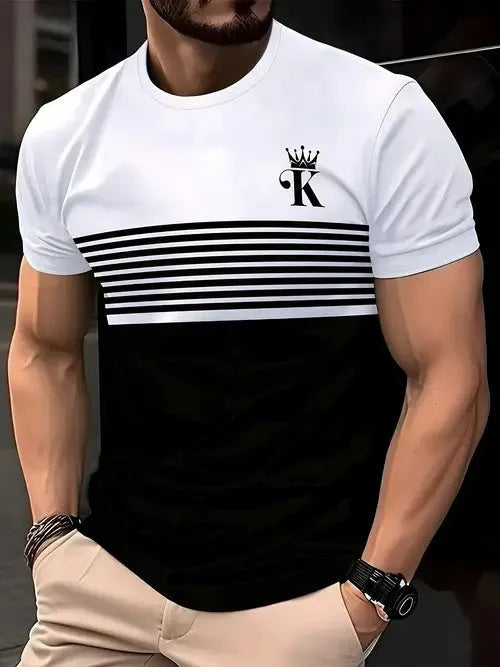 Men's loose fit short sleeve T-shirt in polyester fabric showing colour options including black, dark red, grey and white