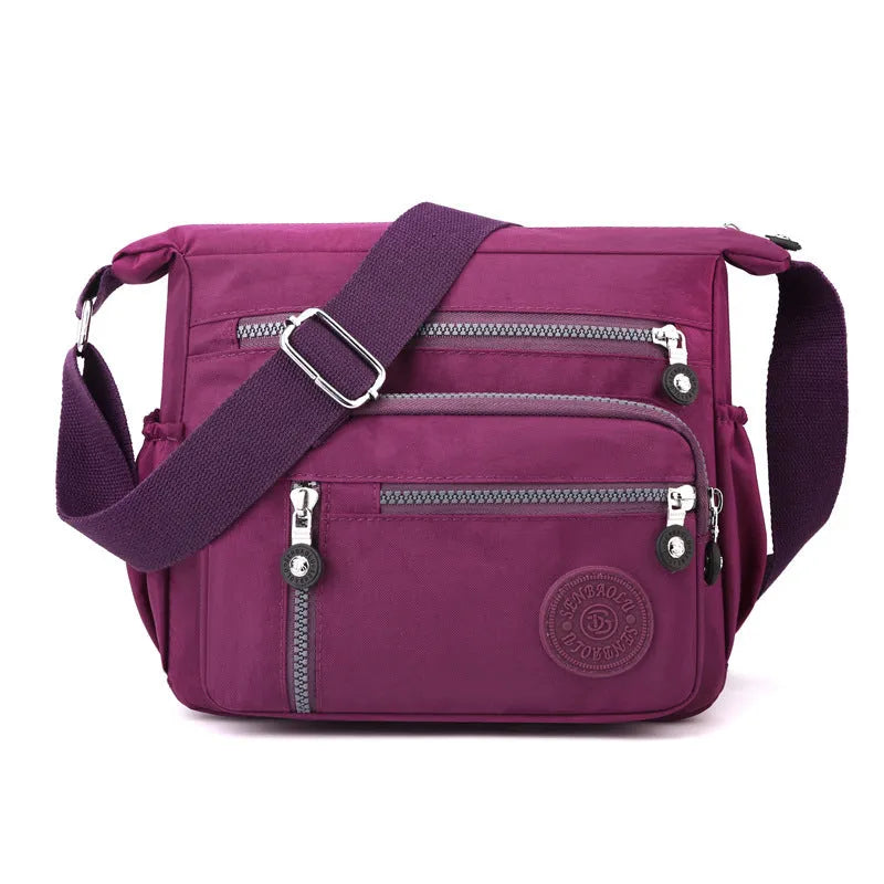 Nylon shoulder messenger bag in five colours with large capacity and soft square design