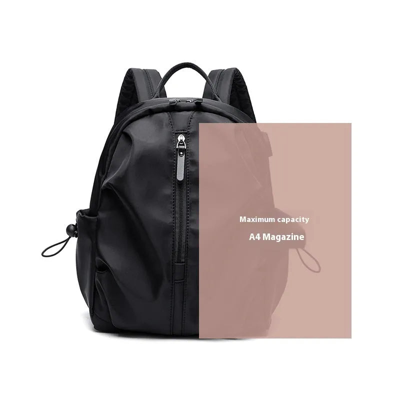 Women's Korean-style simple business travel backpack in dirty pink, Oxford cloth, with computer pocket, small A4 size
