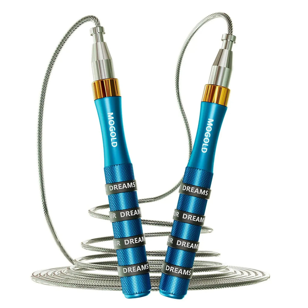 Double bearing self-locking skipping rope with 3-metre PVC cord and mesh silicone aluminium alloy handle in T20 black