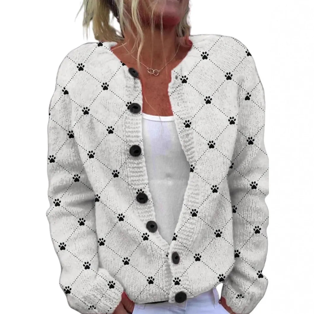 Women's loose fit cardigan coat with 3D digital printing pattern in polyester fabric