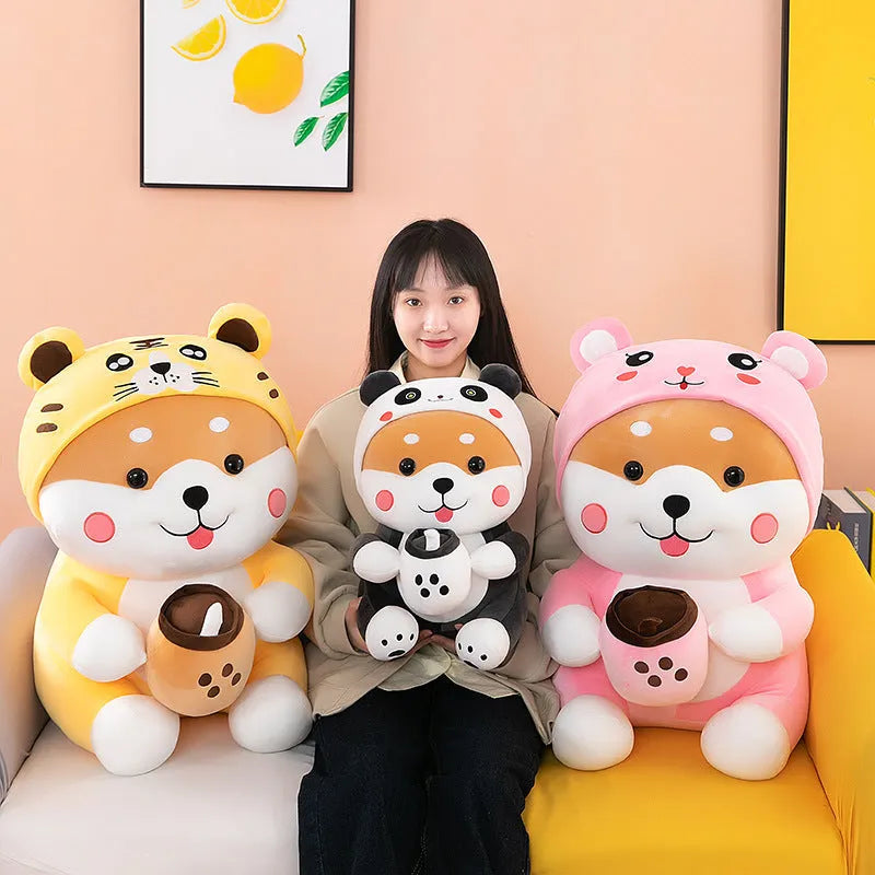 65cm mascot plush toy cartoon doll in black with anime pattern