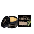 100ml bottle of clear Moroccan nut oil hair setting gel with vitamin E and hyaluronic acid