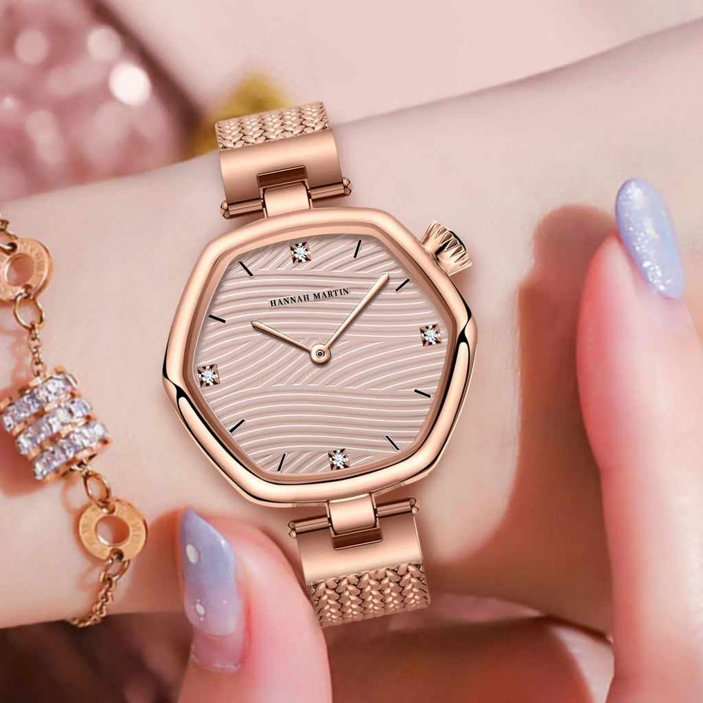 Fashion Simple Hexagonal Movement Women's Watch stainless steel case 30mm casual style