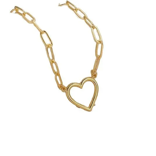 Stainless steel paperclip twist necklace in titanium steel with gold electroplated finish, simple style