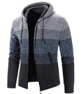 Hooded fleece thick cardigan sweater in dark gray – casual polyester outerwear