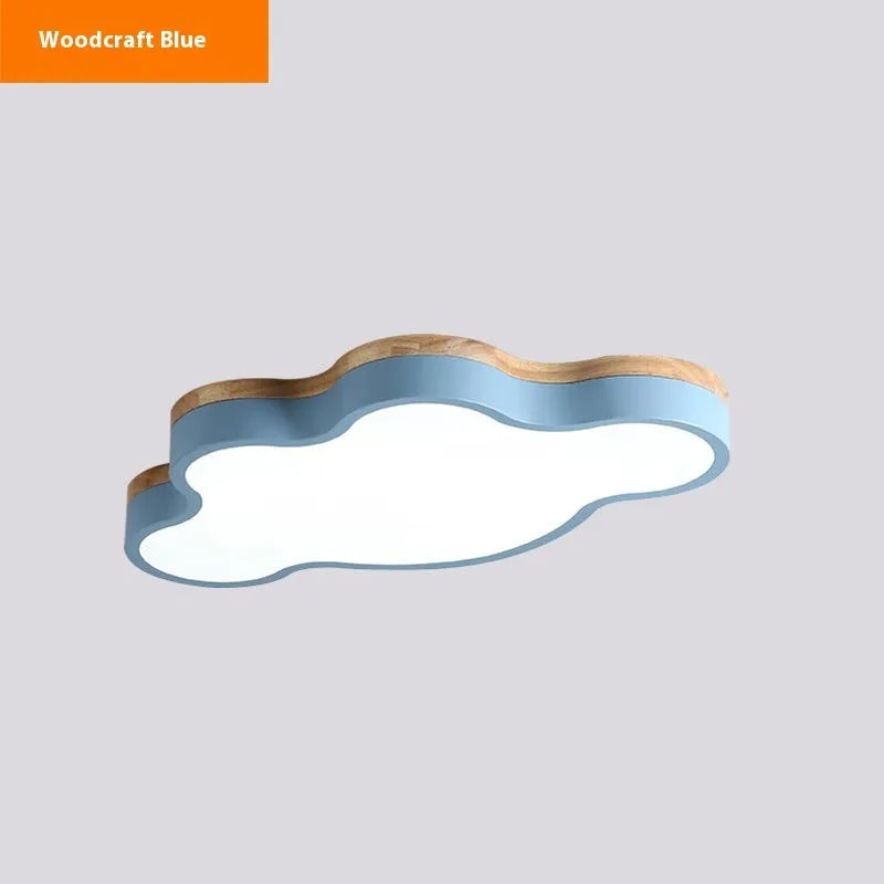 Modern cloud-shaped wood effect LED ceiling lamp for bedroom or study
