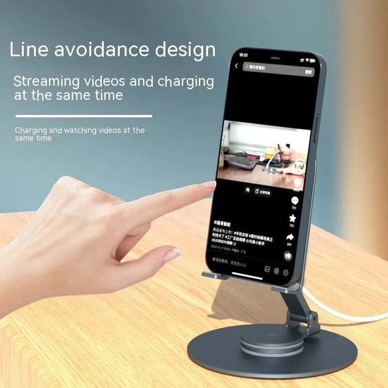 Desktop adjustable rotary magnetic adhesive stand for mobile phone and tablet in silver