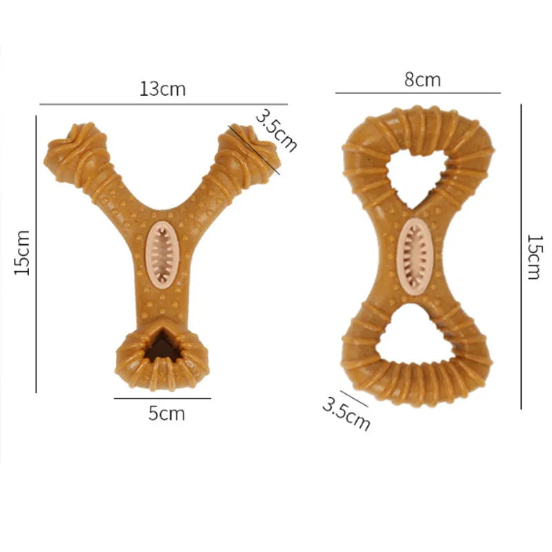 Durable dog chew toy for teeth cleaning in 8-shape and Y-shape designs