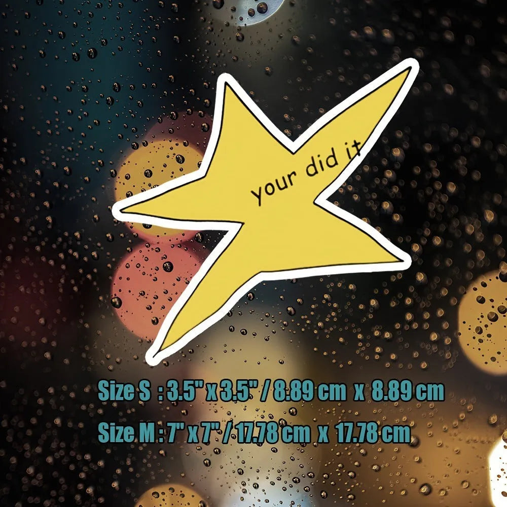 Waterproof vinyl facial expression stickers in 3.5 and 7 inch square sizes for surface decoration