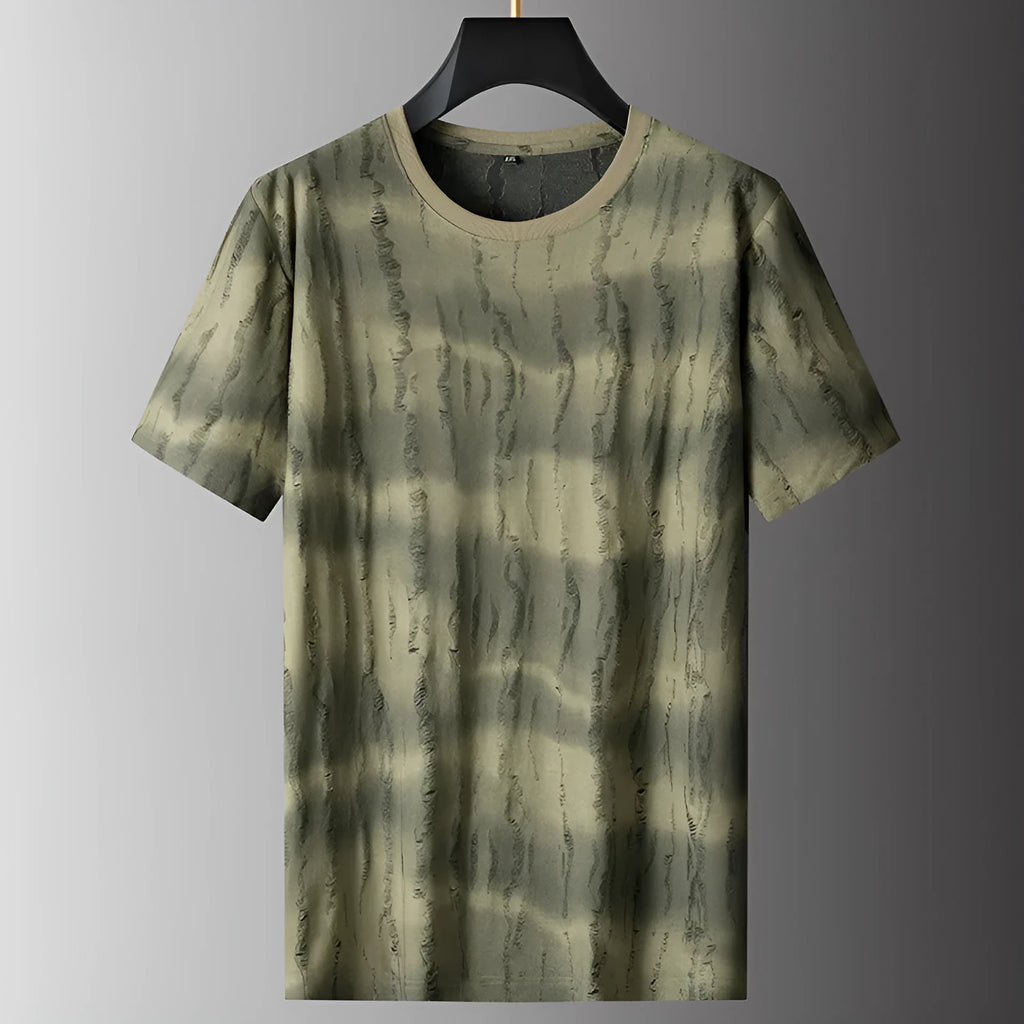 Men's plus size gray loose fit Silk T-shirt with round neck and short sleeves