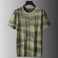 Men's plus size gray loose fit Silk T-shirt with round neck and short sleeves