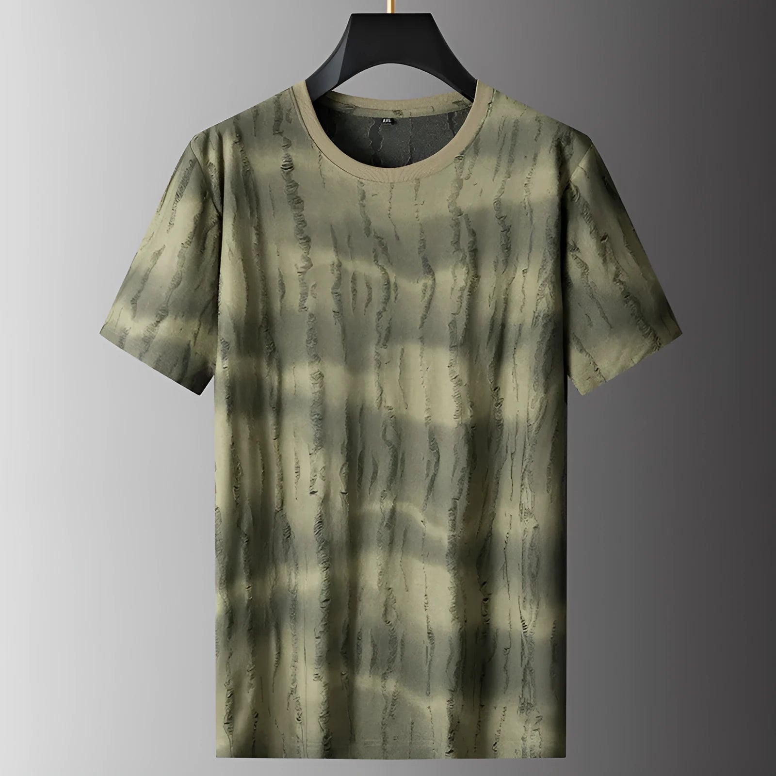 Men's plus size gray loose fit Silk T-shirt with round neck and short sleeves