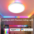 24W round LED ceiling light with RGB backlight remote control white frame flush mount 29cm diameter