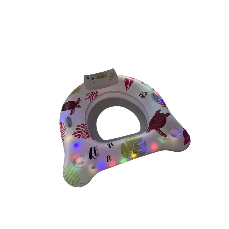 White luminous U-shaped PVC inflatable float on water