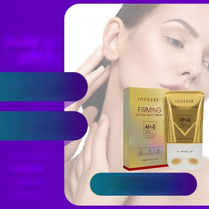 Neck cream tube with integrated roller massage applicator for dry skin hydration