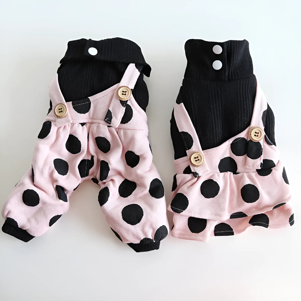 Lapel shoulder strap couple pet clothes for dogs in four-legged and skirt style options