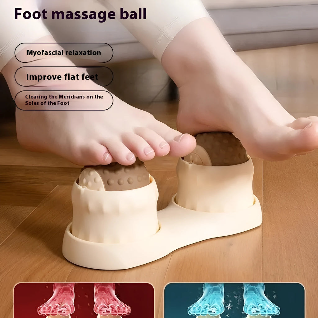 Caramel mocha and green massage balls for cold hot compress therapy on a wooden surface